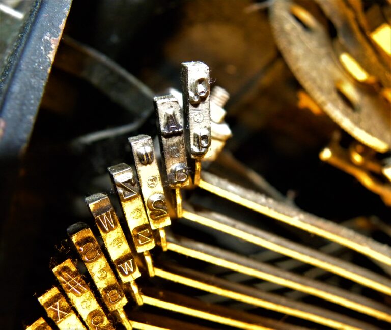 Close-up of keys on a vintage typewriter